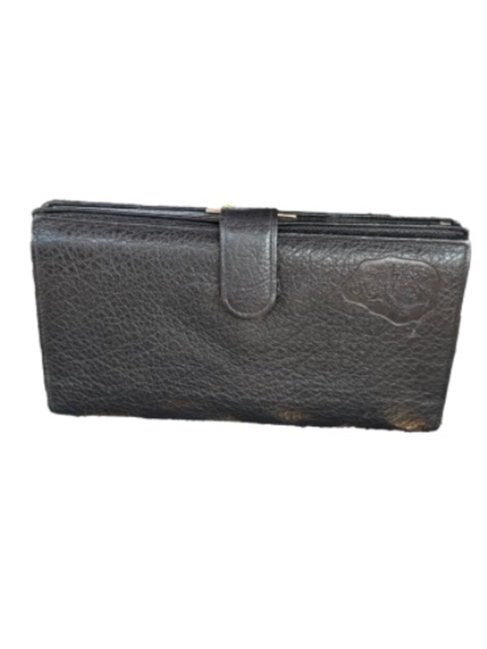 Carlos Falchi vintage black buffalo  pebbled Leather Wallet